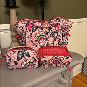 Vera Bradley Pink Floral Tote and Accessories Set